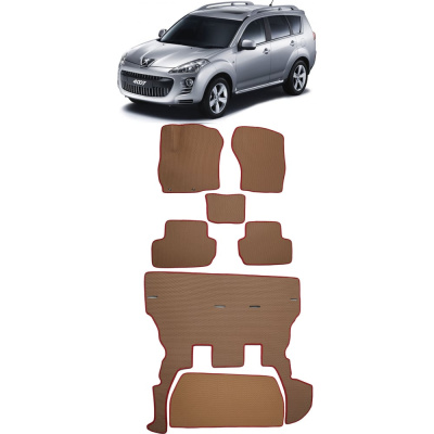 Ковры в салон автомобиля Eva Smart peugeot 4007 7мест 2007 - 2012 эва сота бежевые c черной окантовкой