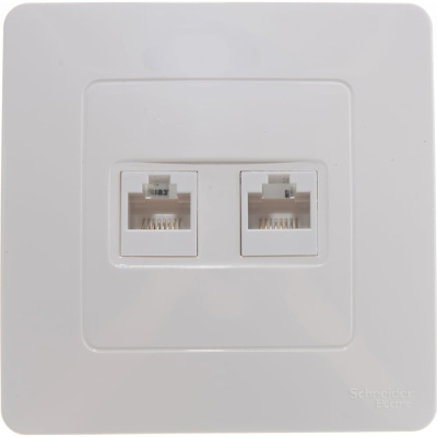 Двойная розетка Systeme Electric BLANCA, С/У, компьютерная, RJ45, категория 5E, молочный