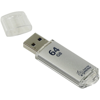 Память Smart Buy "V-Cut" 64GB, USB 3.0 Flash Drive, серебристый (металл. корпус )