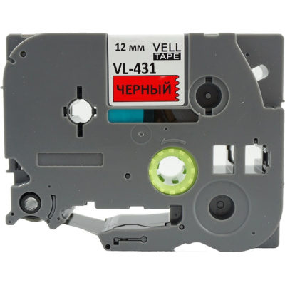 Лента Vell VL-431 Brother TZE-431, 12 мм, черный на красном, для PT