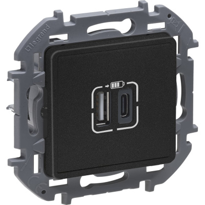 Зарядное устройство с двумя USB-разьемами A-C Legrand 240В/5В 3000мА - INSPIRIA - антрацит
