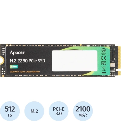 SSD накопитель Apacer AS2280P4X 512Gb M.2 PCIe Gen3x4(AP512GAS2280P4X-1)
