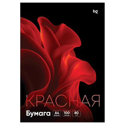 Бумага цветная BG, А4, 80г/м2, 100л., (красный)