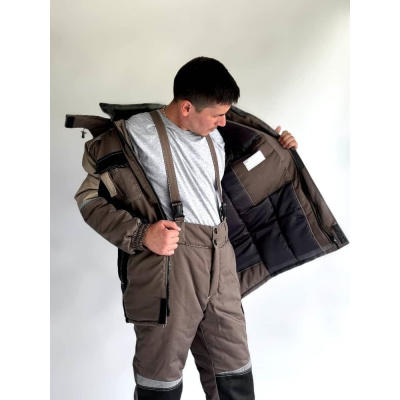Костюм зимний ФАКЕЛ Мега IMP ткань смесовая, 240 г/м2, брюки, коричневый/черный/бежевый