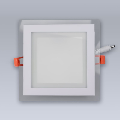 Светодиодный встраиваемый светильник ELEGANZ СТЕКЛО Квадрат 12W теплый 3000К 220V, 1шт 1802