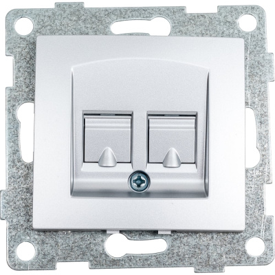 Механизм компьютерной и телефонной розетки GUSI ELECTRIC Bravo RJ45, RJ12, СУ, серебро С10КТ-004