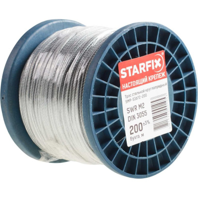 Круглопрядный стальной трос STARFIX М1, DIN 3055, бухта 200 м