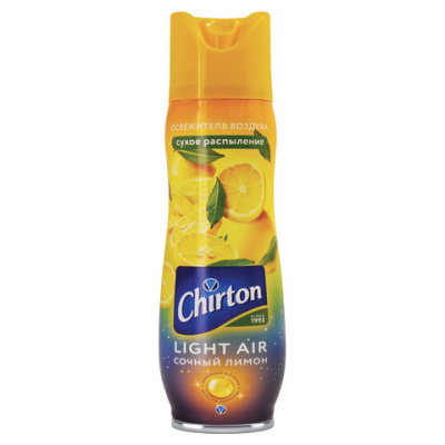 Освежитель воздуха аэрозольный 300 мл CHIRTON (Чиртон) Light Air "Сочный лимон", сухое распыление, 45620, 4607145645620