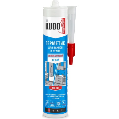 Герметик для ванной и кухни KUDO HOME силиконовый белый, 280 мл KSK-181
