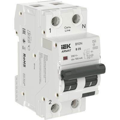АВДТ IEK ARMAT B10N 1P+NP B25 100мА тип A (36мм)