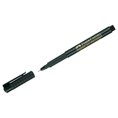 Ручка капиллярная (линер) FABER-CASTELL "Finepen 1511", ЧЕРНАЯ, корпус темно-зеленый, линия 0,4 мм, 151199