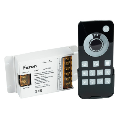 Контроллер диммер для светодиодной ленты FERON с П/У, белый, 12-24V, LD481