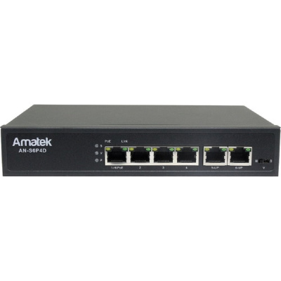 Коммутатор Amatek AN-S6P4D PoE, 80Вт