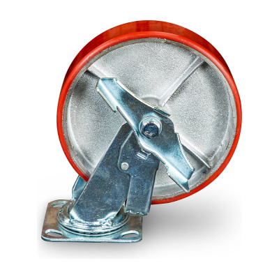 Колесо большегрузное поворотное SCpb 80 200 мм полиуретановое с тормозом (N) TOR