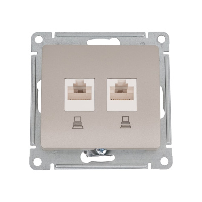 Компьютерная розетка Systeme Electric Glossa Платина 2-ая RJ45+RJ45, кат.5E SE