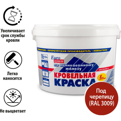 Кровельная краска по оцинковке Новбытхим под черепицу, RAL 3009 2.1 кг