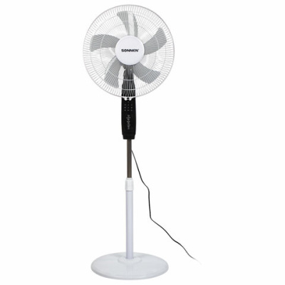 Вентилятор напольный, 3 режима, пульт ДУ, SONNEN TF-45W-40-520, d=40 см, 45 Вт, белый, 454788