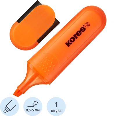 Маркер текстовыделитель Kores BRIGHT LINER PLUS, скош нак, 0.5-5 мм,оранж
