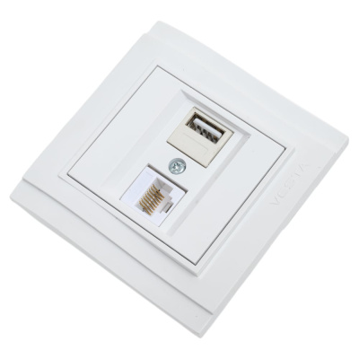 Розетка Metronex-Electric Верона для USB + сетевого кабеля LAN