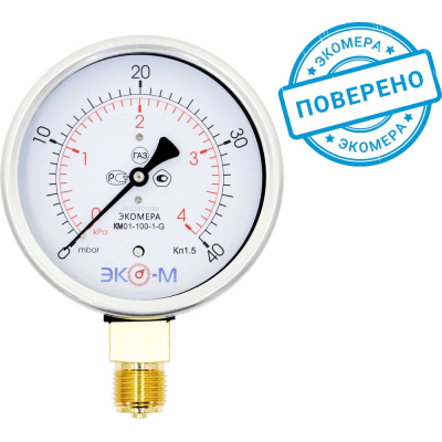 Манометр ЭКО-М Экомера КМ-100 мм, 0-4 кПа, G1/2 КМ-100-G-4кПа