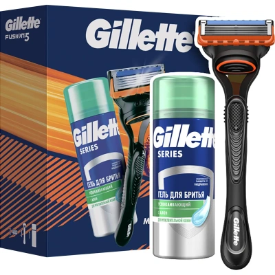 Подарочный набор бритва1cмен касGILLETTE+TGSгель д/бритья д/ЧувКожиАлоэ75мл