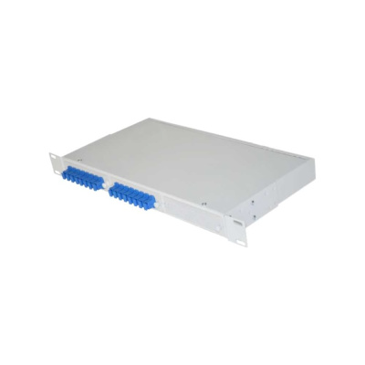 Оптический кросс Netlink КРУС 1U 24/24 корпус Комплект №1(с-к., пл., роз., пиг., кдзс) 16 портов