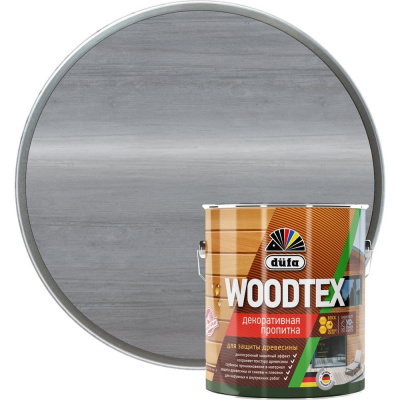 Декоративная пропитка для защиты древесины Dufa WOOD TEX серая, 3 л