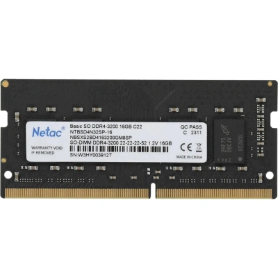 Модуль памяти Netac SO-DIMM DDR4 16Gb, 3200Мгц (NTBSD4N32SP-16)