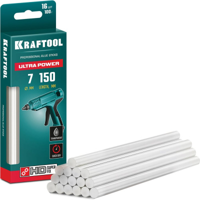 Ультрамощные прозрачные клеевые стержни KRAFTOOL Ultra Power 16 шт
