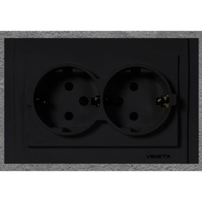 Розетка Metronex Electric Verona Black двойная c заземлением черная
