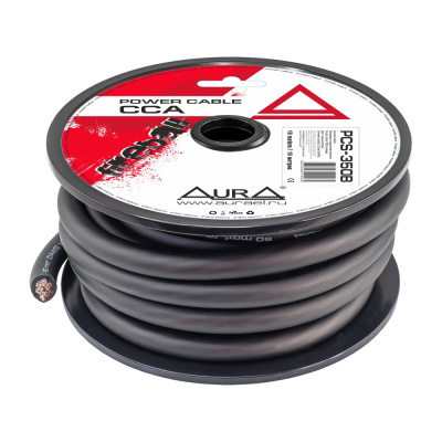 Кабель силовой AURA 0AWG/50мм2, 10м/катушка, черный PCS-350B