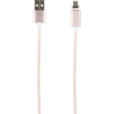 Дата-кабель Red Line Магнитный USB - micro USB, нейлоновая оплетка, розовый