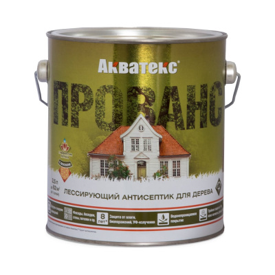Антисептик для дерева АКВАТЕКС ПРОВАНС лессирующий, полуматовый, белый, 2.5 л