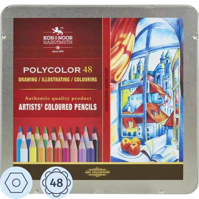 Карандаши цветные художественные Koh-I-Noor "Polycolor", 48цв., заточен., метал. пенал (ПОД ЗАКАЗ)
