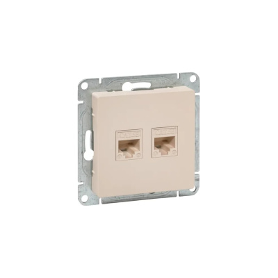 Механизм розетки EKF RJ45 - 2шт, (cat5), кремовый Эпика