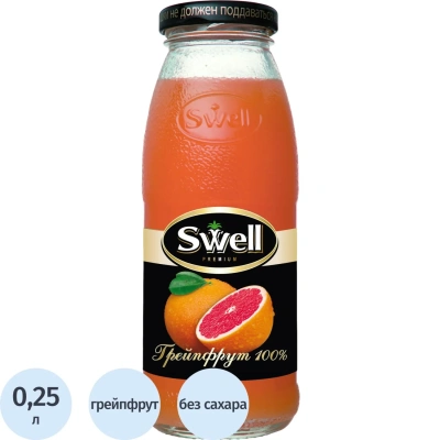Сок грейпфрутовый SWELL с мякотью в стеклянной бутылке 0,25 л, 4040207370