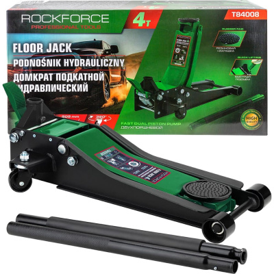 Домкрат подкатной гидравлический двухпоршневой Rockforce 4 т с 3-мя уровнями фиксации h min 140 мм h max 508 мм