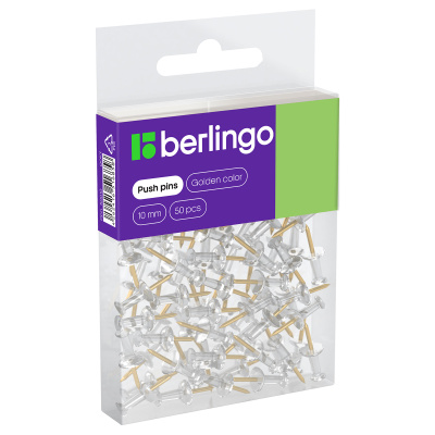 Кнопки силовые Berlingo, 50шт., ПВХ упак., европодвес, золото