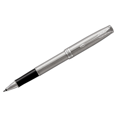 Ручка-роллер PARKER "Sonnet Core Stainless Steel CT", корпус серебристый, палладиевые детали, черная, 1931511