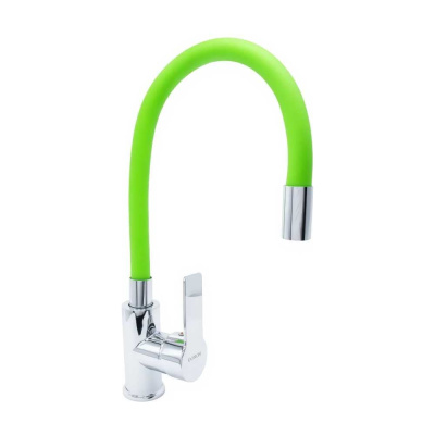 Смеситель для кухни DORON DC 2655GREEN-N, шаровый, зеленый, излив гибкий силиконовый, п/г