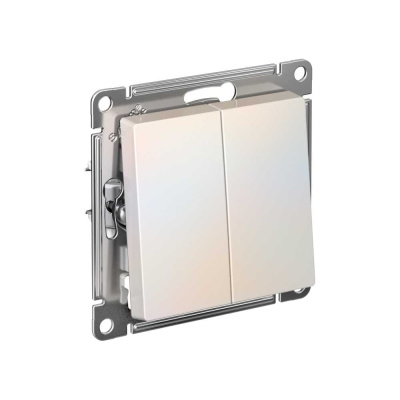 2-клавишный выключатель Systeme Electric Atlasdesign жемчуг с самовозвратом, сх.2, 10а, механизм
