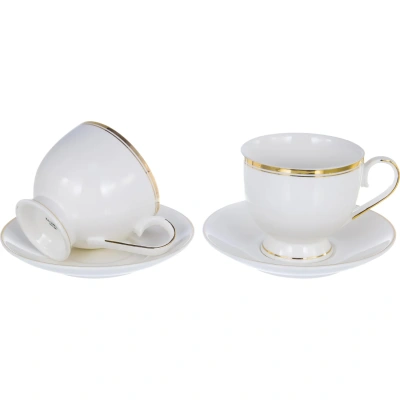 Набор чайный ГРАЦИЯ 2 чашки 220мл + 2 блюдца, NEW BONE CHINA, 101-01021