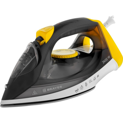 Утюг BRAYER BR4003GY, 2400 Вт, керамическое покрытие, самоочистка, антикапля, антинакипь, автоотключение, серый