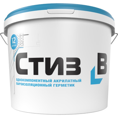 Акриловый пароизоляционный герметик для монтажа окон СТИЗ В ведро 7 кг
