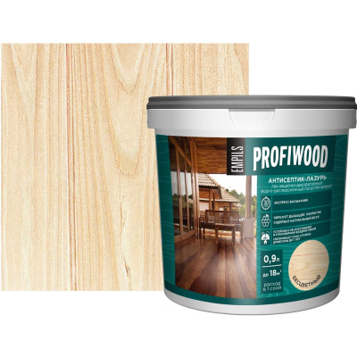 Водно-дисперсионный антисептик-лазурь PROFIWOOD (декоративный; атмосферостойкий; бесцветный; 0.9 кг)