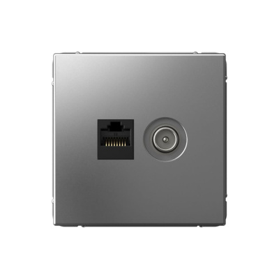 Розетка двойная ТВ + компьютерная Systeme Electric ArtGallery Сталь RJ45, кат. 5Е
