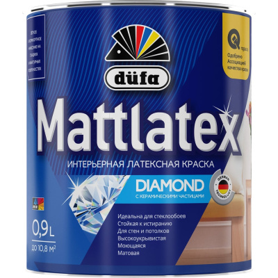 Краска Dufa MATTLATEX RD100 ВД, белый, 0.9 л