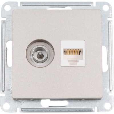 Розетка ТВ + компьютерная RJ45 Systeme Electric AtlasDesign 2-ая Шампань категории 5Е