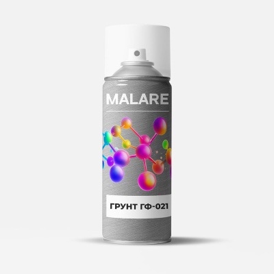 Грунтовка аэрозольная MALARE ГФ-021 для металла по дереву, для минеральных поверхностей