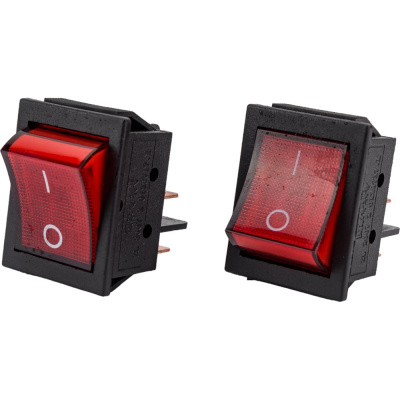 Клавиша Nord-Yada 250V 30А (мощная) красная с подсветкой (4контакта) ON-OFF (2шт в упаковке)